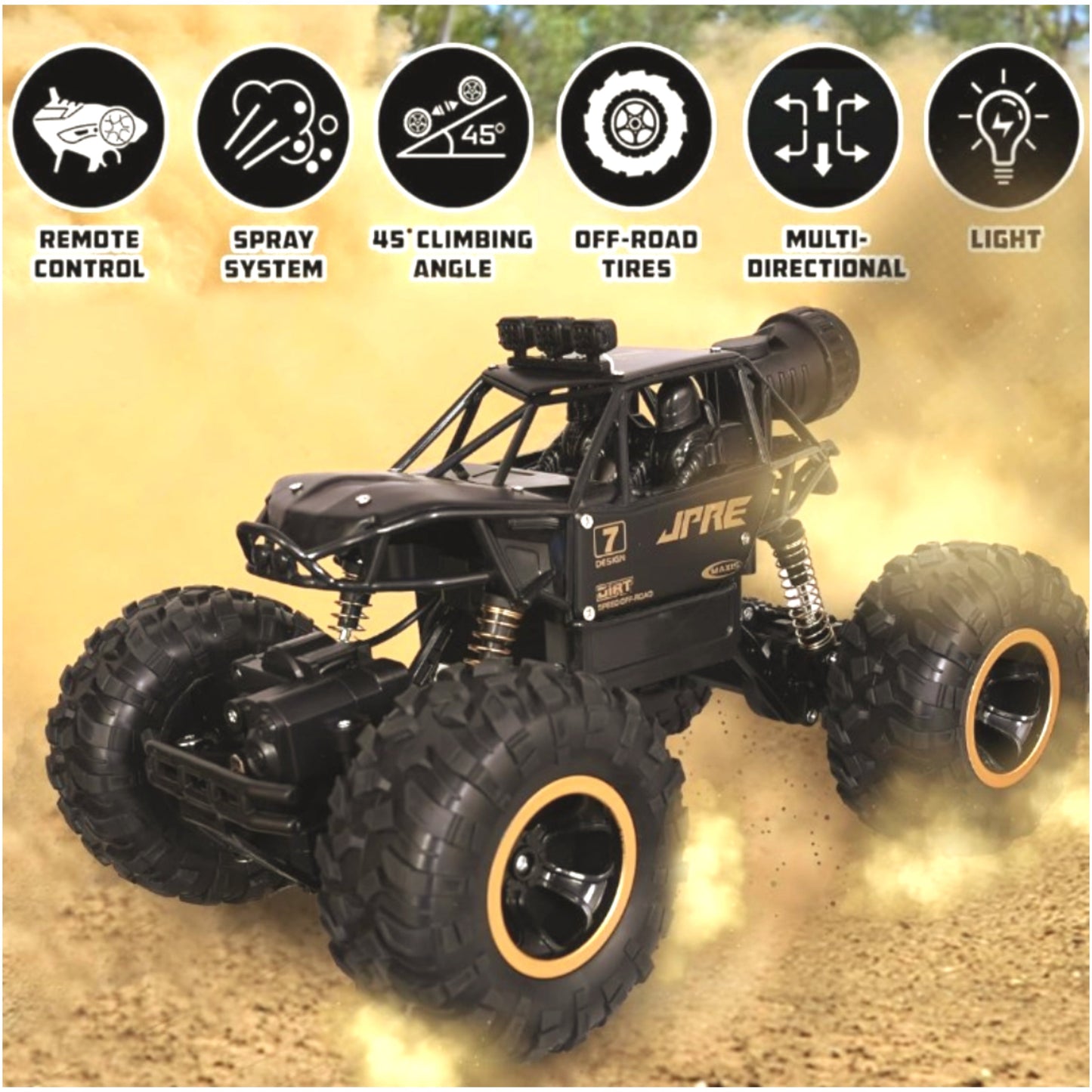 R/c Rock Crawler with spray Spary Remote Control Car for Kids, 5 Function 1:16 Rc Car Toys for Boys