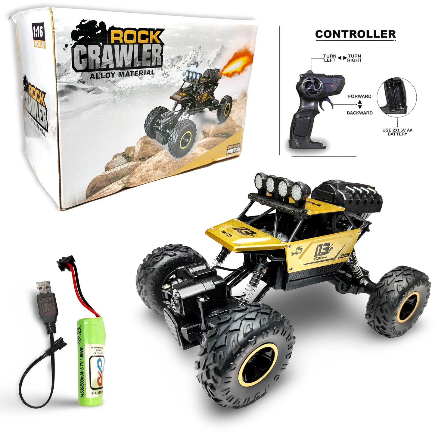 R/c Rock Crawler with spray Spary Remote Control Car for Kids, 5 Function 1:16 Rc Car Toys for Boys