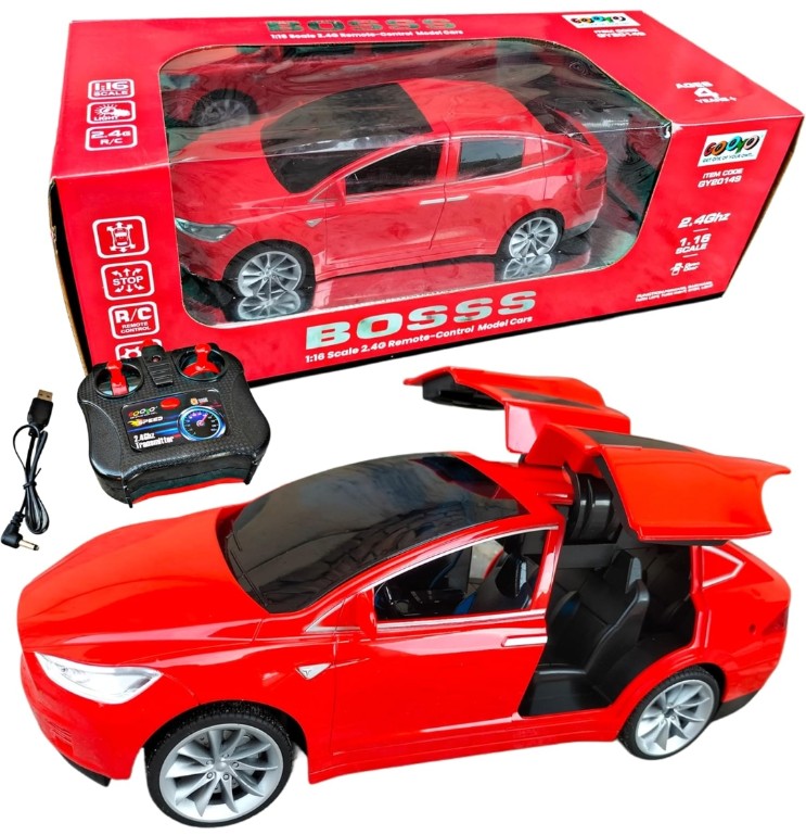 BOSSS Tesla Scale Model car 2.4G Remote control Model car with Led light