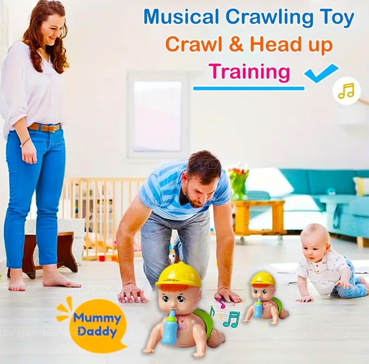 Crawling Baby Musical Toy for Infants 6-12 Months Battery Operated Musical Crawling Baby Toy (Pack of 1)